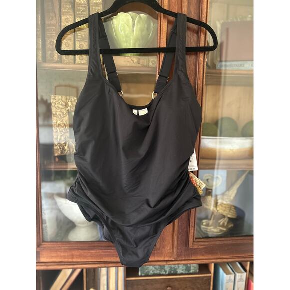 Anne Cole Black one piece with adjustable straps Nwt size 16 w - Picture 1 of 5